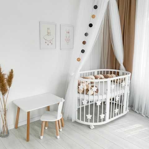 Овальне ліжечко Royal Sleep 7в1 Stars Біле